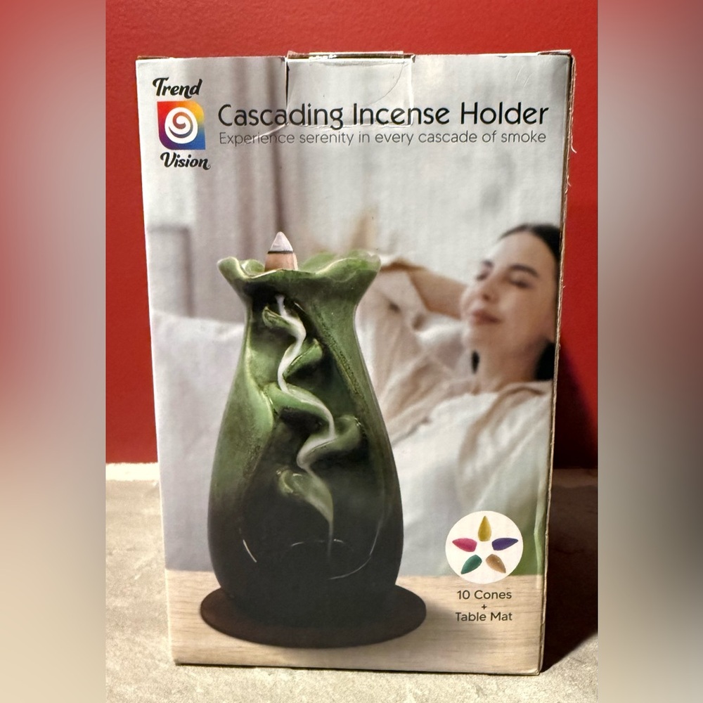 Green Cyan Cascading Incense Holder & Incense Cones
